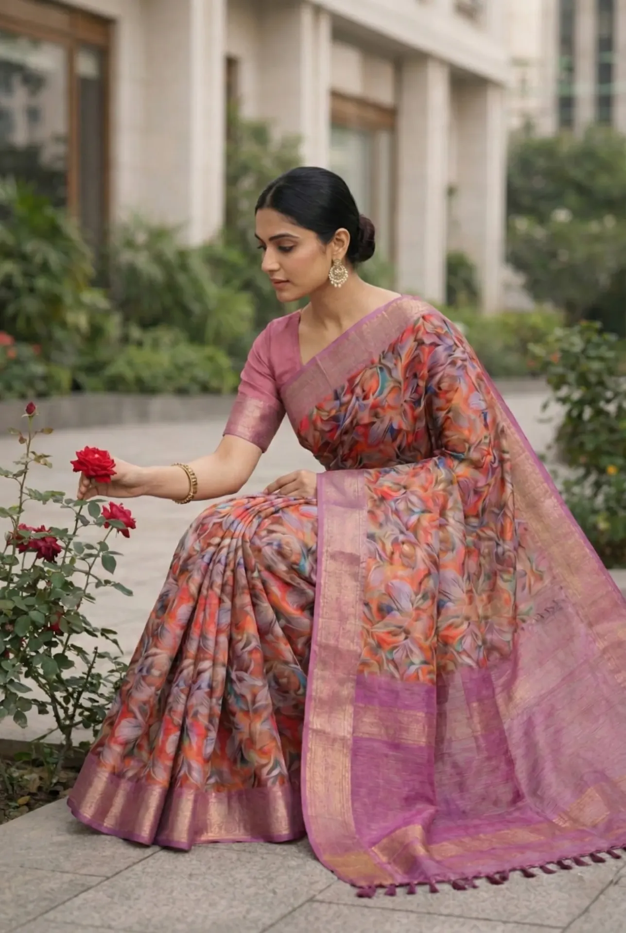 [APL-PNK-3055] Aarohi Petal loom Saree