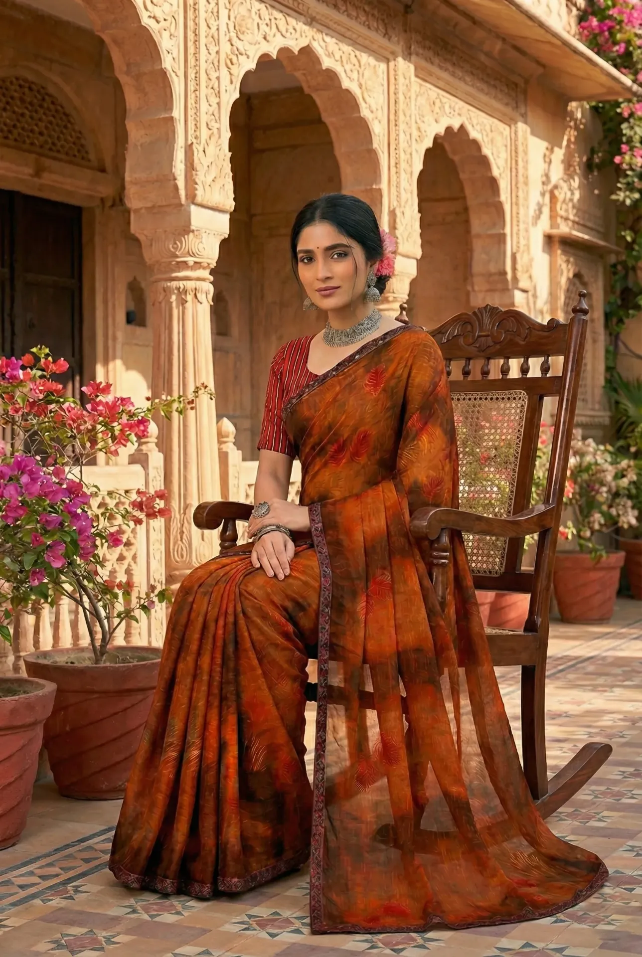 Earthy Floral Luxe Saree