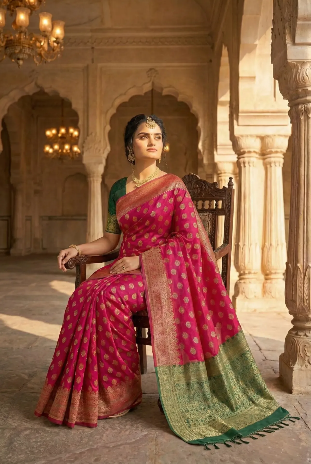 [ZRY-RP-2580] Zariya Silk – Rani Pink Saree