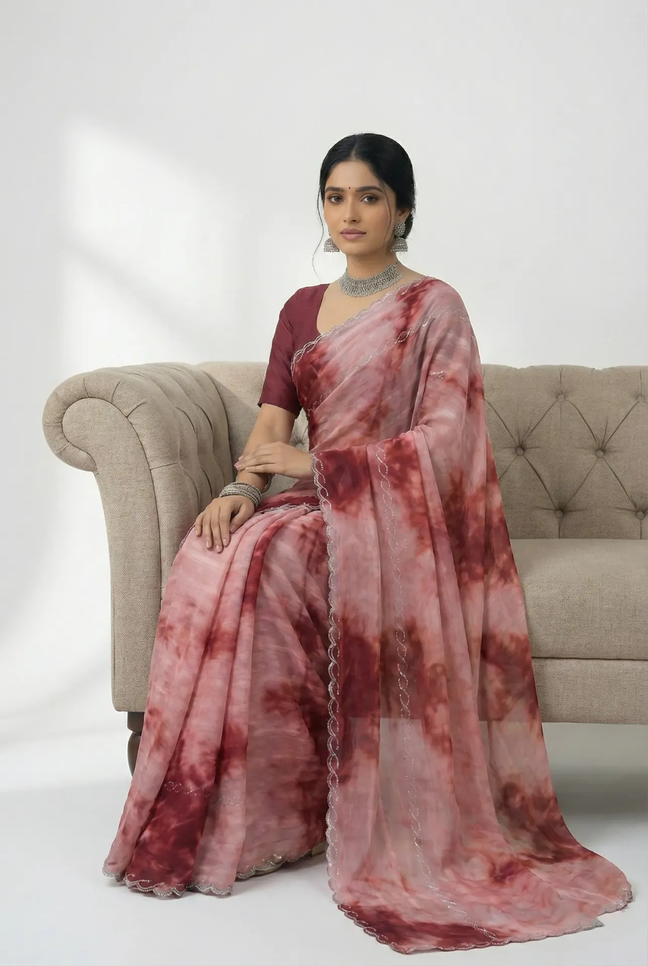 [WBS-MRN-8115] Wine Blush Signature Saree