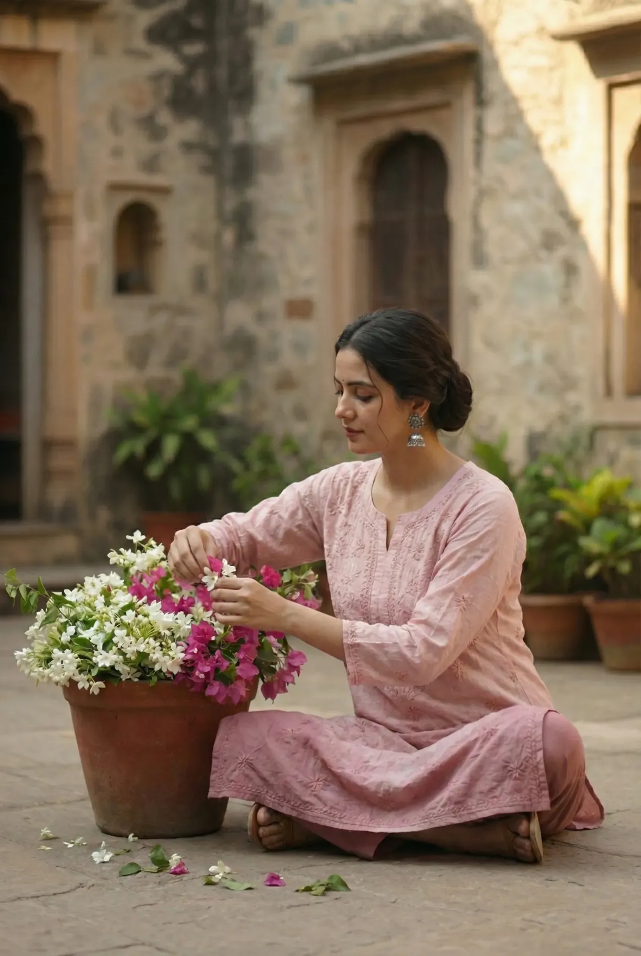 Rose Mist Chikankari